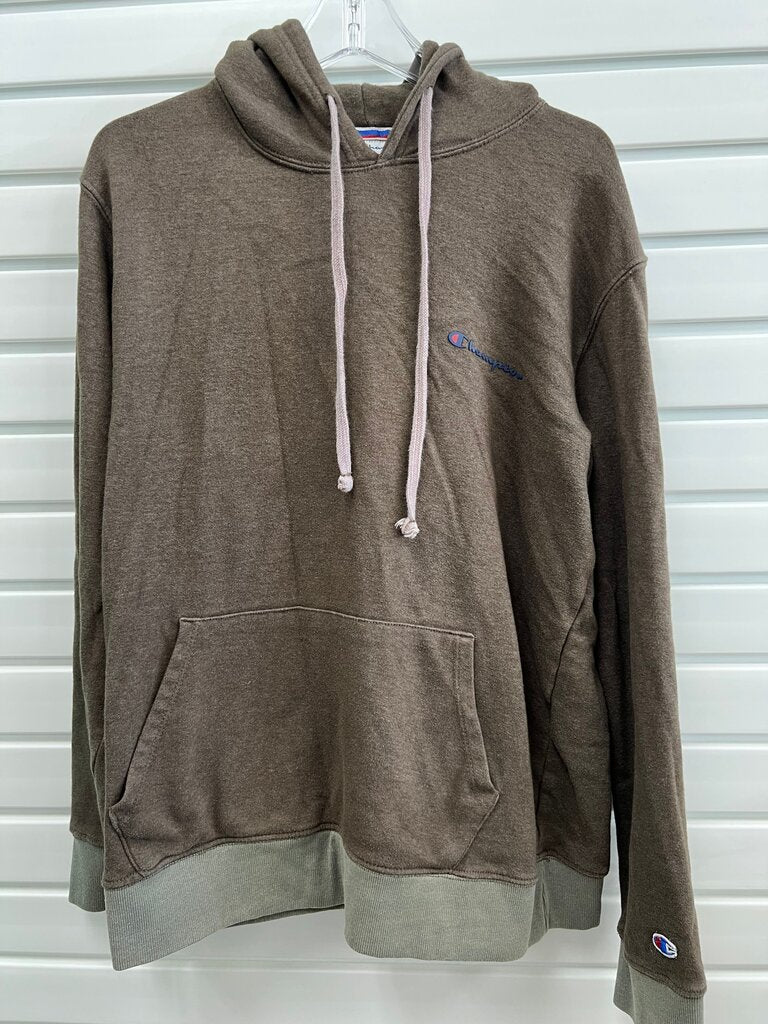 Champion Brown Sage Contrast Script Logo Pullover Hoodie