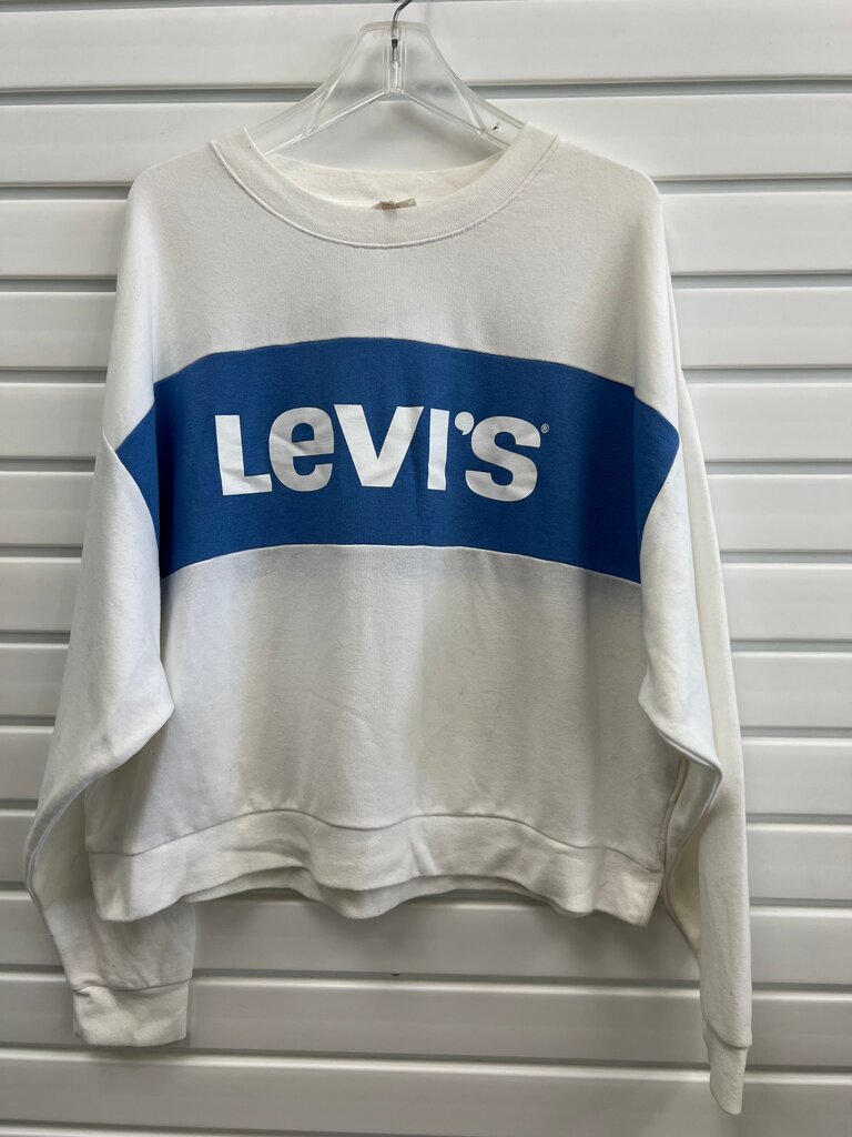 Levis White Blue Colorblock Logo Crewneck Sweatshirt