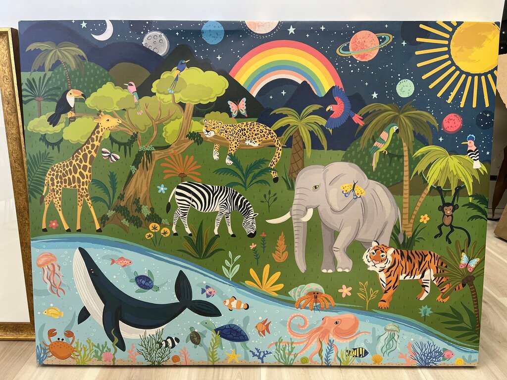 Large Canvas Kids Jungle Ocean Space Animals Nursery Wall Art