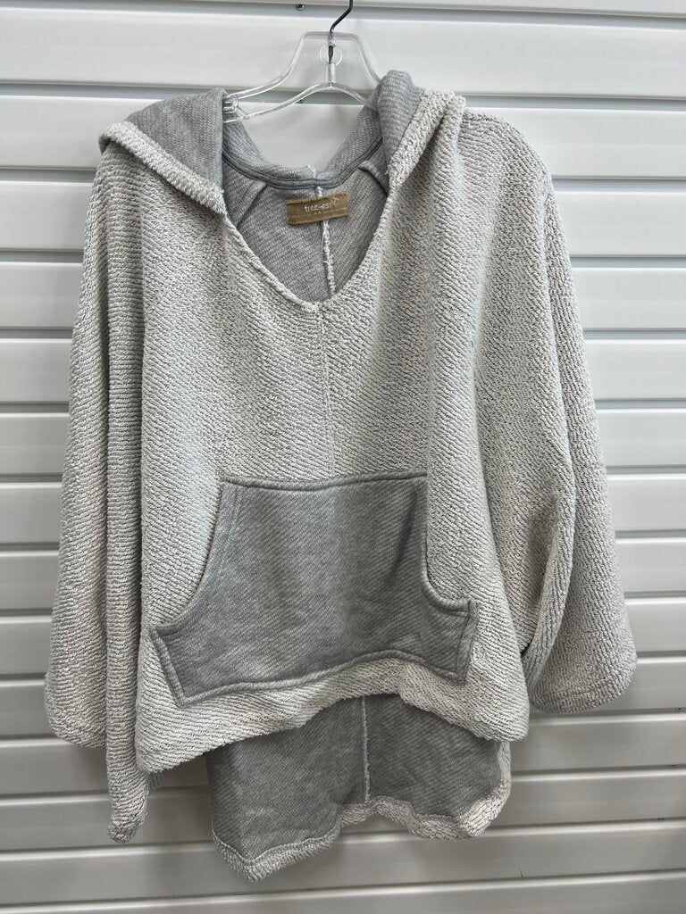 Free People free-est Gray Oversized Reverse Terry Hoodie Pocket M