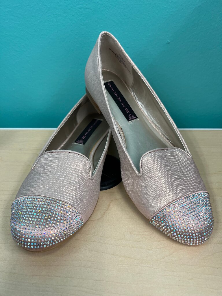 Steven by Steve Madden Blush Pink Slip-On Flats with Rhinestone Cap