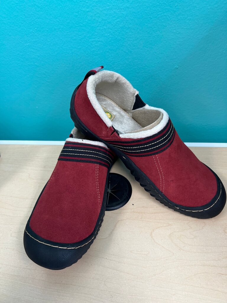 ambu JSport Red Fleece Lined Slip On Comfort Shoes Size 7.5 NWOB