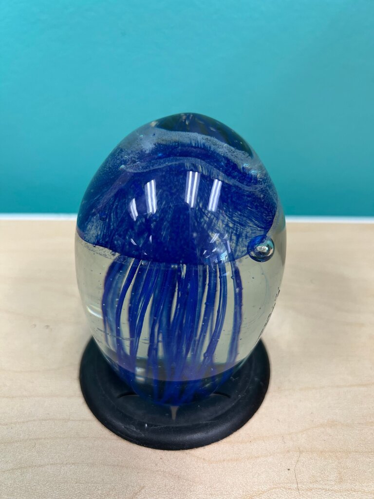 Blue Jellyfish Glass Paperweight