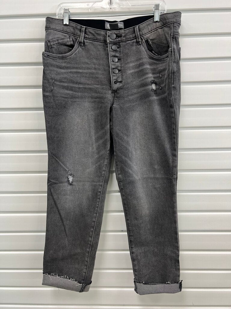 Democracy Ab Solution Black Button Fly Distressed Jeans Size 16