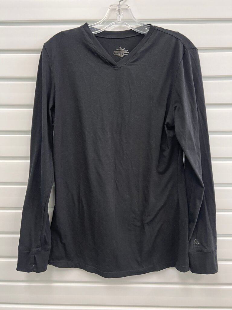 Cuddl Duds Black V Neck Long Sleeve Layering Top Size L