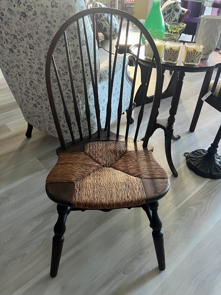 Peck and Hills Vintage Bow Back Windsor Chair Rush Seat