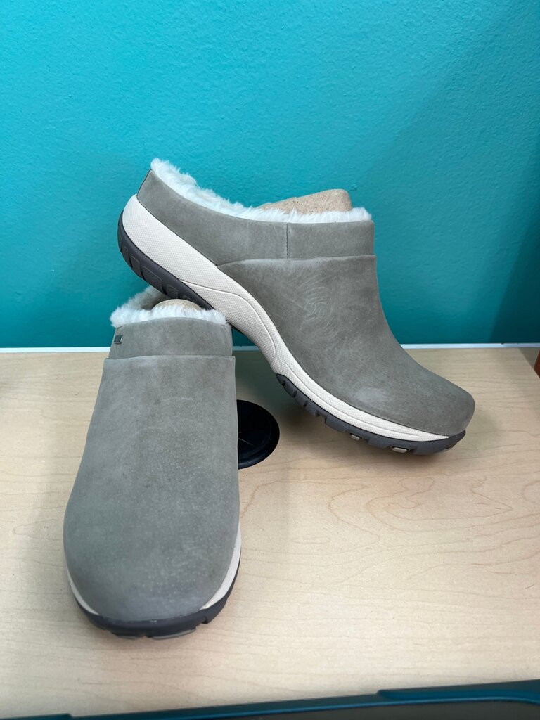 Dansko Gray Suede Faux Fur Lined Clog Mule NWOB Size 39 NEW