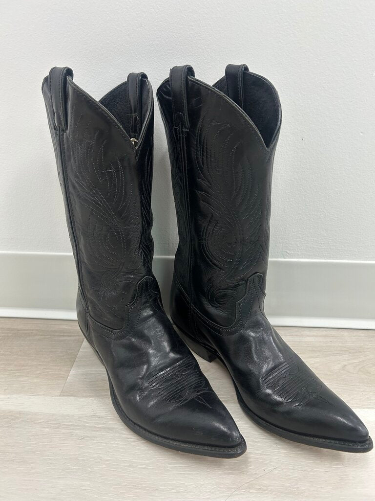 Vintage black leather western boots - NEW