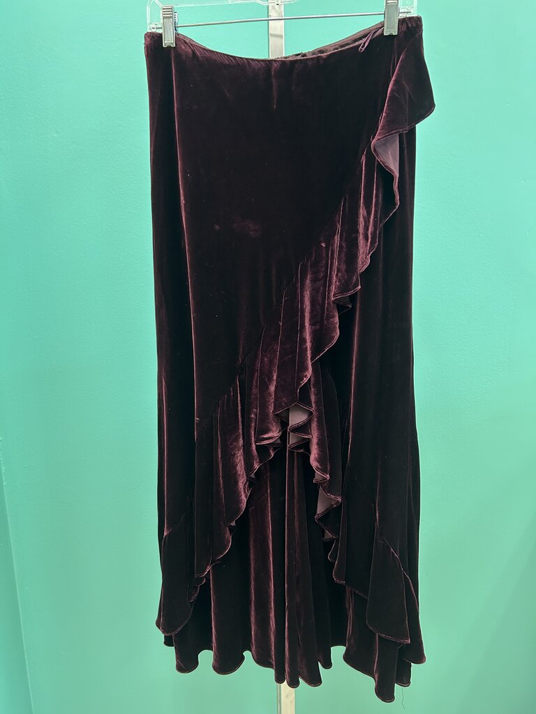 Bordeaux velvet maxi wrap skirt