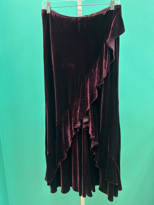 Bordeaux velvet maxi wrap skirt