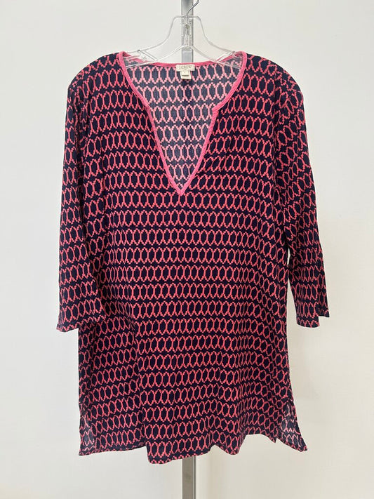 Navy & Coral Geometric Print Tunic