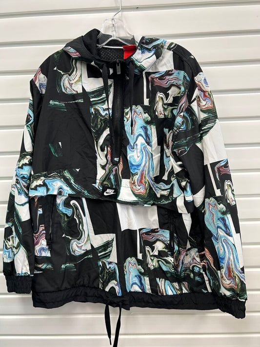 Nike Cropped Windbreaker Hoodie, Marbled Abstract Print, Size XL