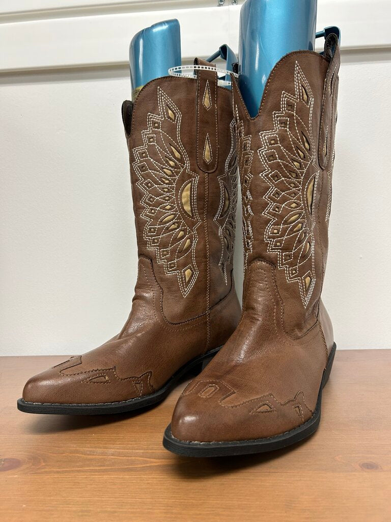 Coconuts by Matisse Legend Brown Embroidered Western Boots, Size 9M
