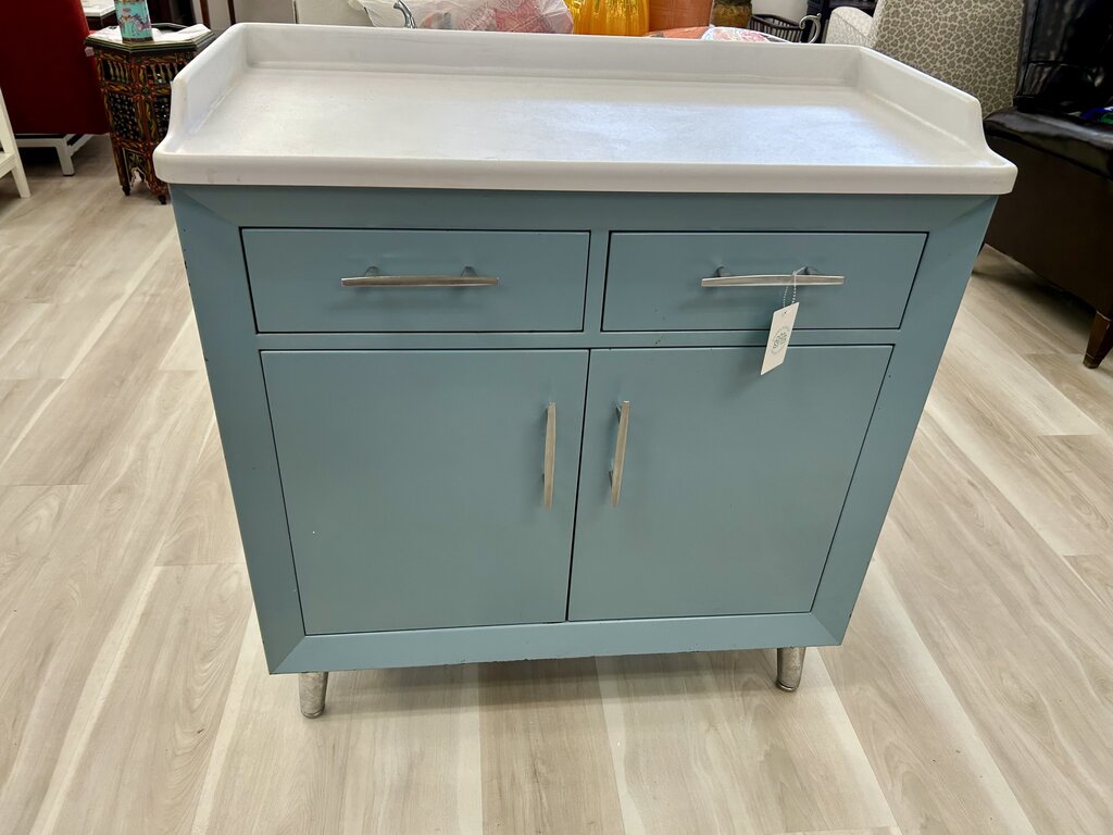 Vintage United Metal Blue Storage Cabinet