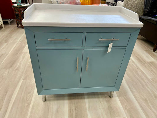 Vintage United Metal Blue Storage Cabinet