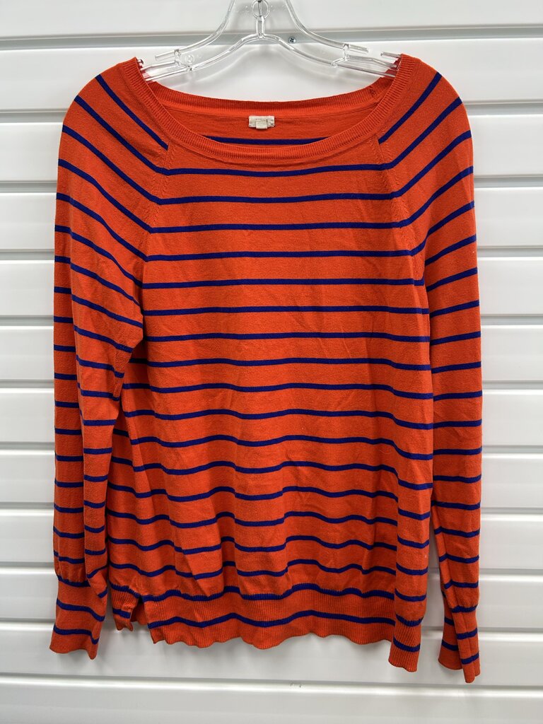 J.Crew orange and navy striped boatneck sweater