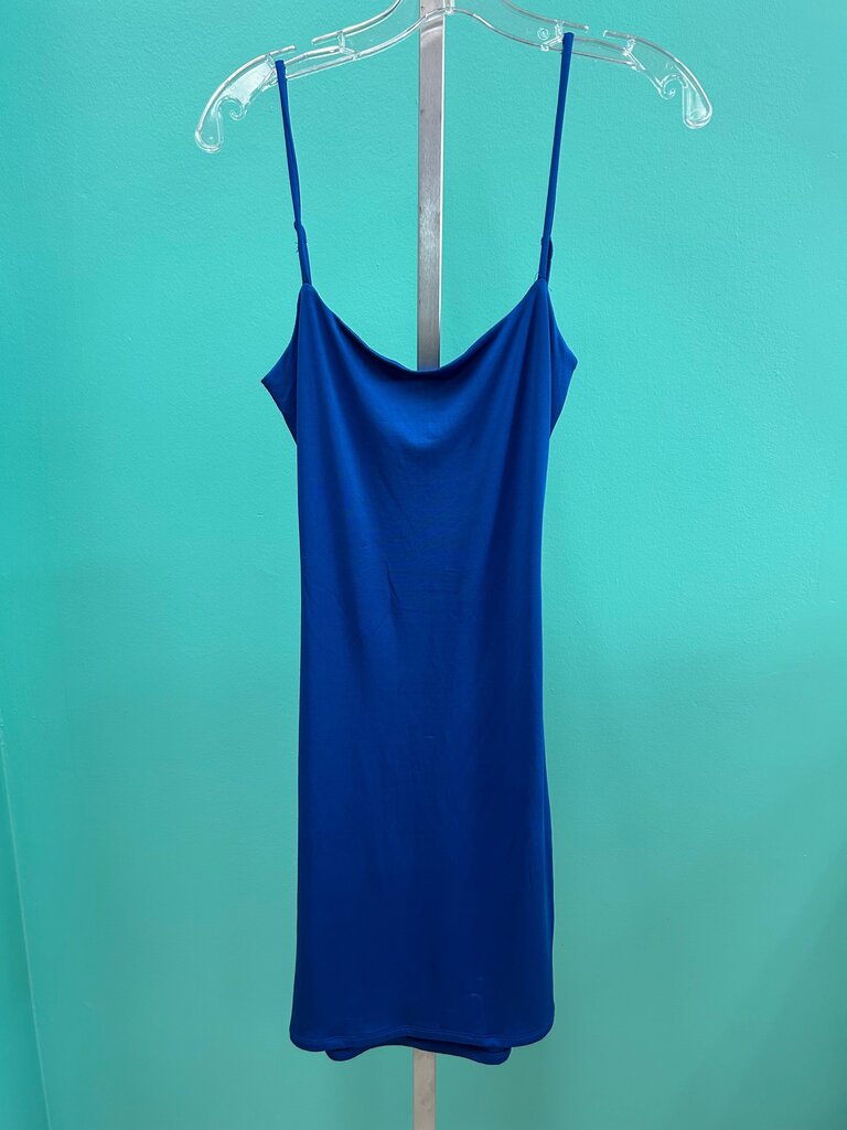 Royal blue cowl-neck cami slip dress