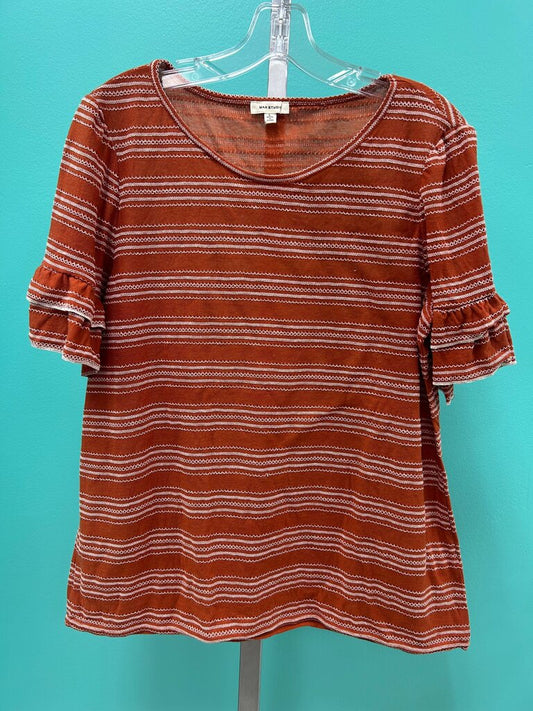 Max Studio Striped Ruffle Sleeve Top