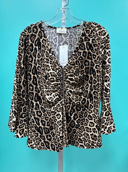 Ember Leopard Print Zip Front Top