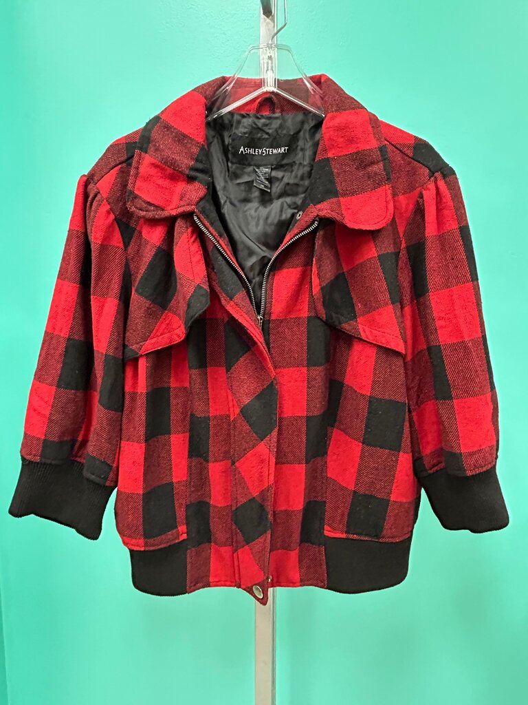 Ashley Stewart Red and Black Checkered Jacket