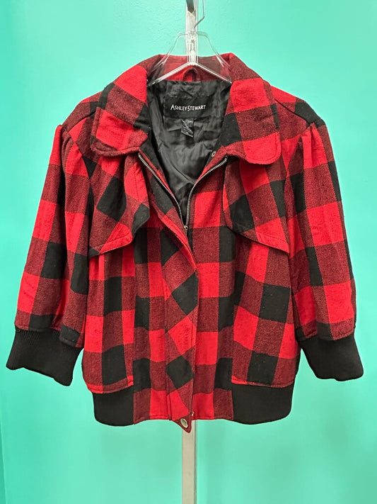 Ashley Stewart Red and Black Checkered Jacket