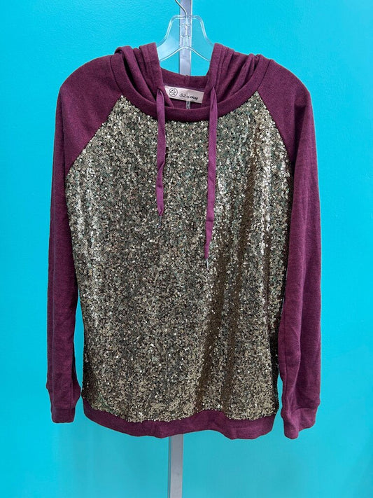 Purple Sequin Hooded Sweatshirt