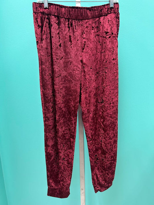 Wine Crushed Velvet Jogger Pants