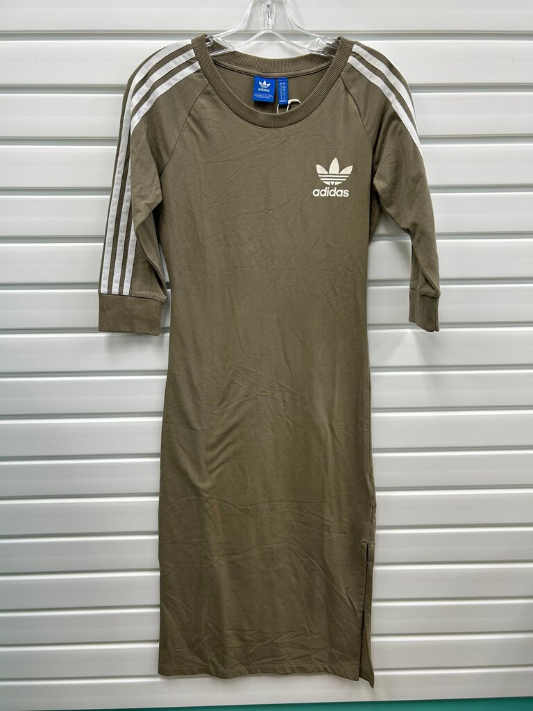 Adidas Originals Olive Green 3-Stripes T-Shirt Dress – S