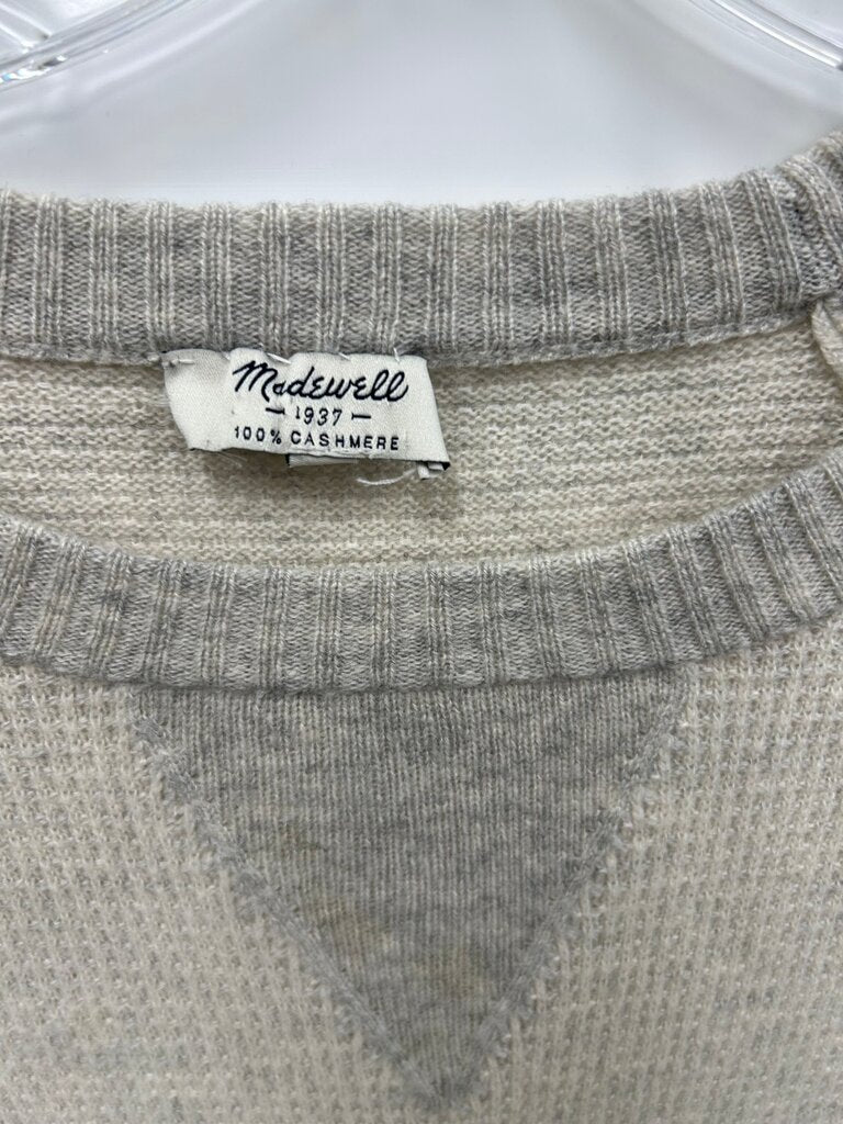 Madewell Gray & Oatmeal Colorblock Cashmere Sweater