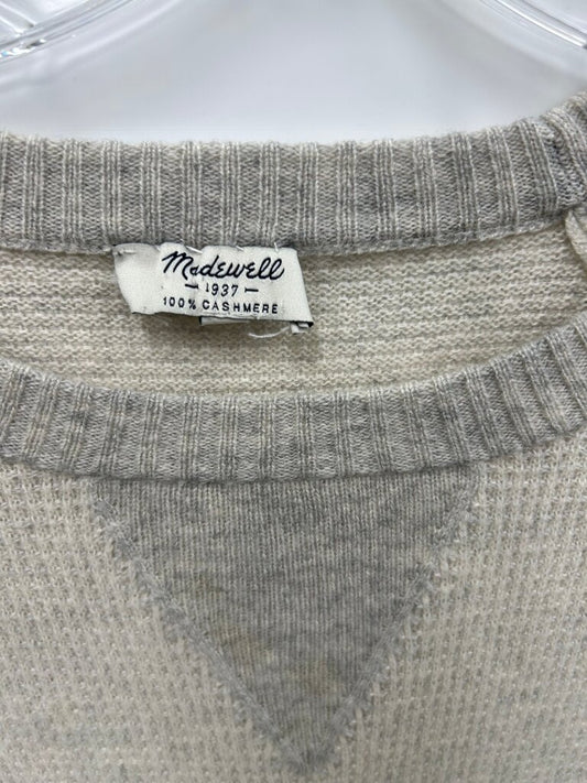 Madewell Gray & Oatmeal Colorblock Cashmere Sweater