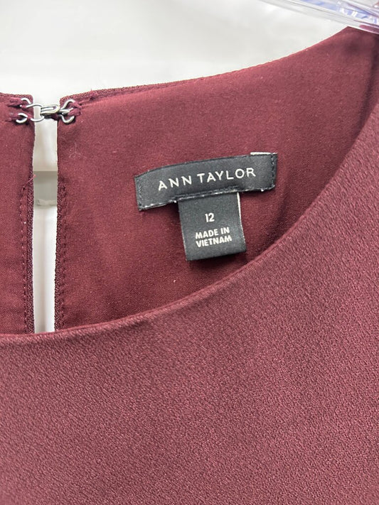 Ann Taylor Burgundy Balloon-Sleeve Shift Dress
