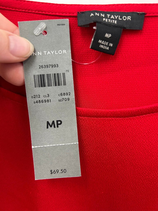 Ann Taylor Petite Red Button-Cuff Blouse
