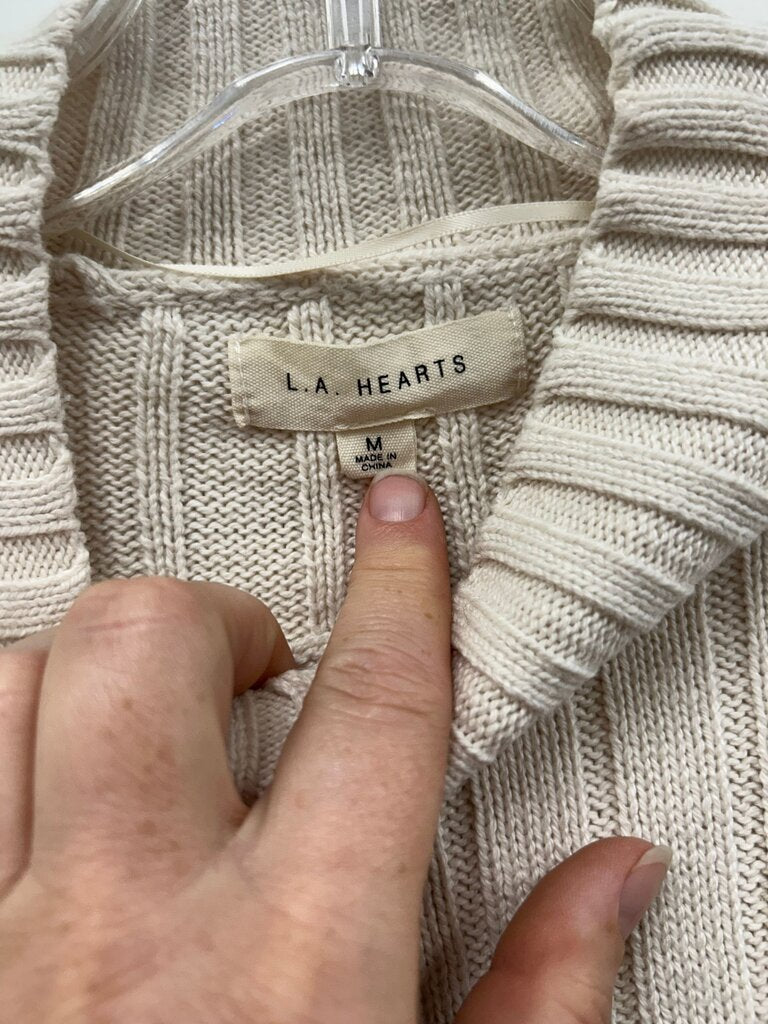 L.A. Hearts Oatmeal Cropped Ribbed Mock Neck Sweater – Size M