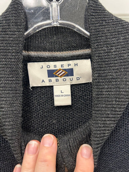 Joseph Abboud Charcoal Gray Full-Zip Mock Neck Sweater – Size L