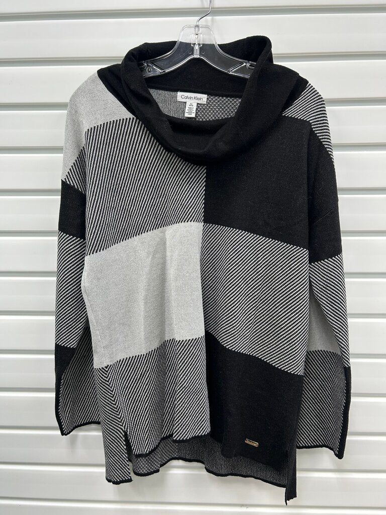 Calvin Klein Black and Gray Cowl Neck Sweater