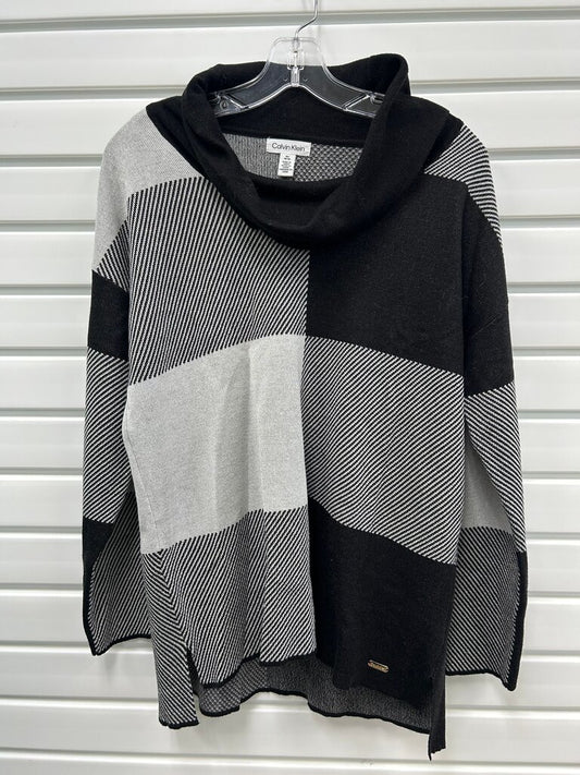 Calvin Klein Black and Gray Cowl Neck Sweater
