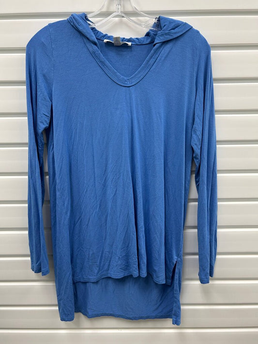 Karen Kane Blue Hooded Long Sleeve High-Low Top