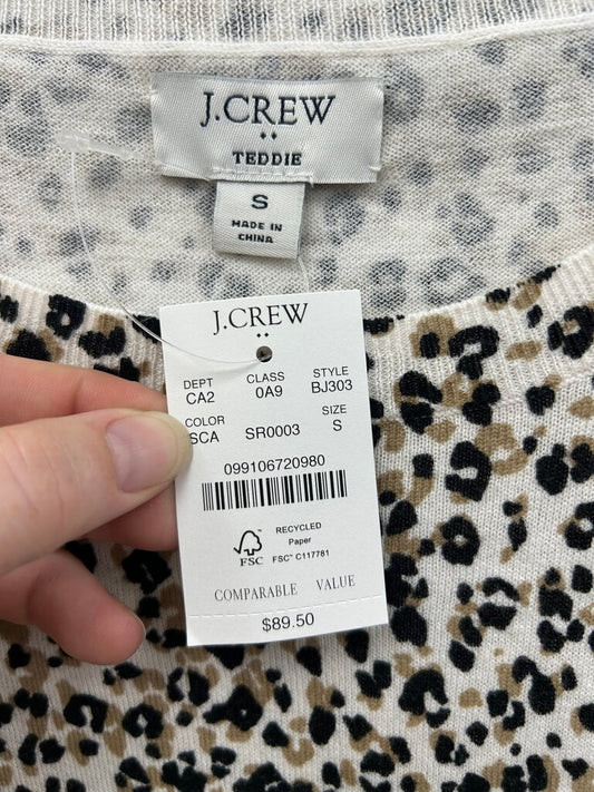 J.Crew Teddie Leopard Print Crewneck Sweater, Size S, NWT