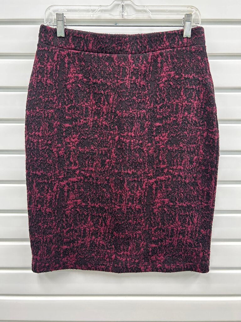 Grayson Burgundy Black Jacquard Mini Skirt, Size M