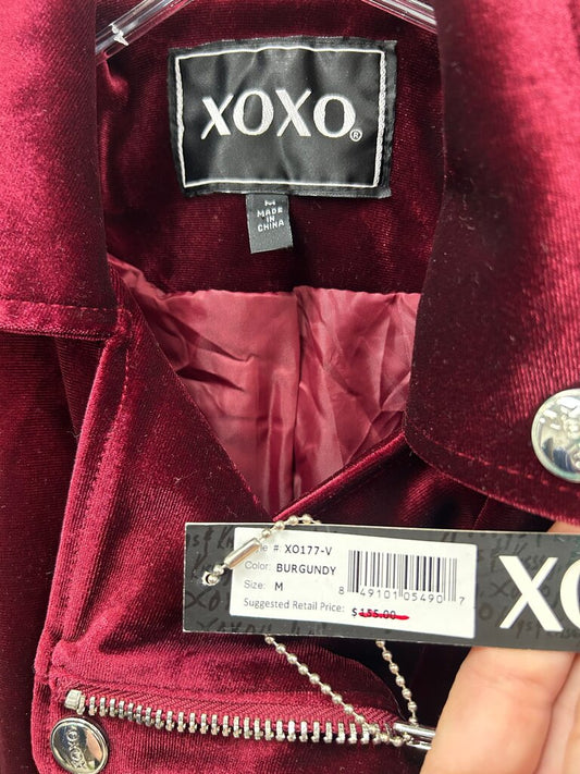 XOXO Burgundy Velvet Moto Jacket, Size M, NWT