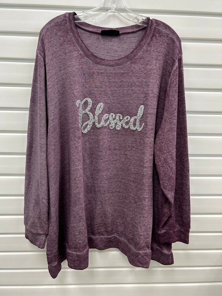 Lane Bryant "Blessed" Rhinestone Sweatshirt, Purple, Size 26/28