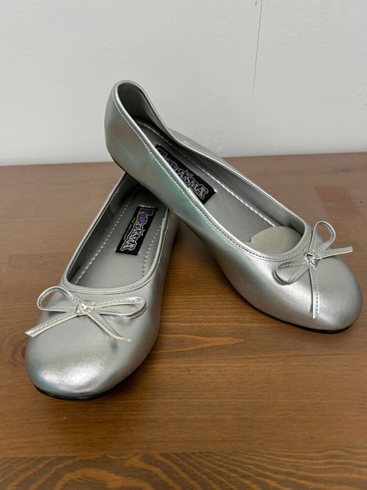 Funtasma Silver Metallic Bow Ballet Flats — New