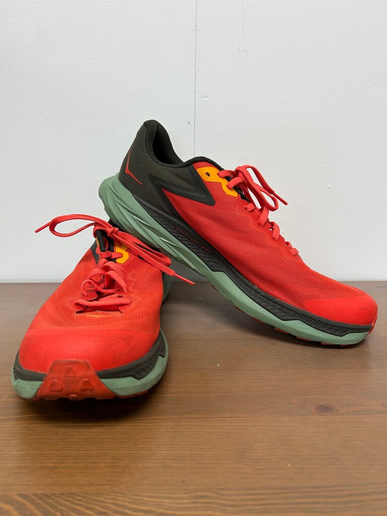 HOKA Zinal Men's Trail Running Shoes, Red/Black/Sage — Size 11.5