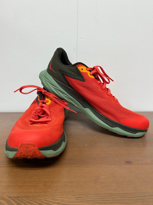 HOKA Zinal Men's Trail Running Shoes, Red/Black/Sage — Size 11.5