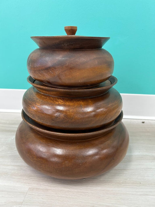 Stackable Wooden Bowl Set