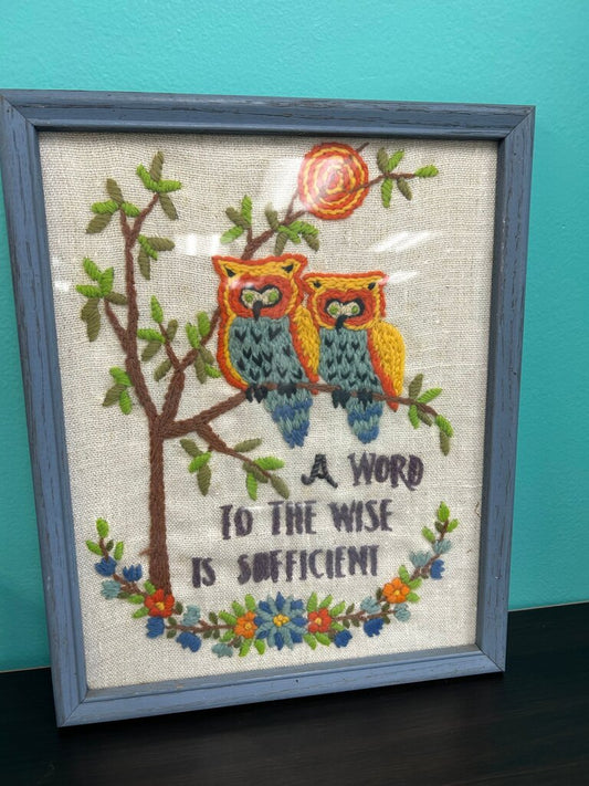 Embroidered Owl Wall Art