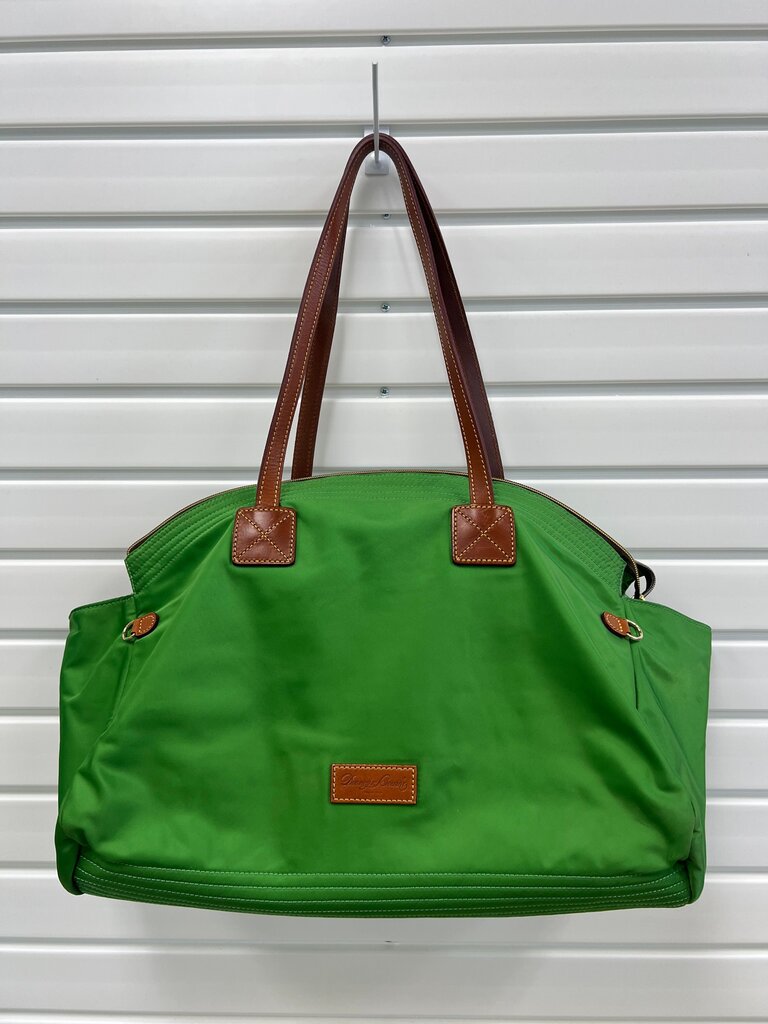 Dooney & Bourke Green Tote Bag with Brown Leather Accents