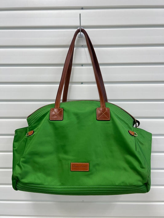 Dooney & Bourke Green Tote Bag with Brown Leather Accents
