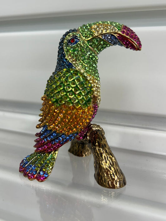 Colorful Rhinestone Toucan Trinket Box