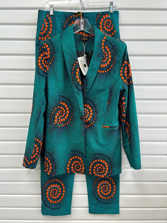 Diyanu Turquoise and Orange Patterned Suit Set